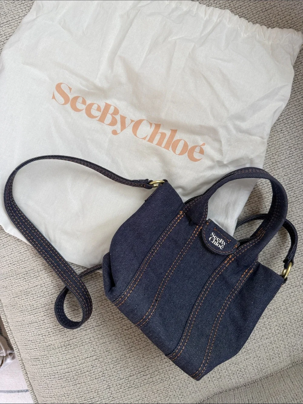 SEE BY CHLOE Laetizia Mini Tote Crossbody in Denim Purse / Bag